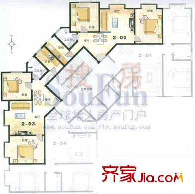 銅鑼灣城市福邸戶型圖樓層平面圖 4室