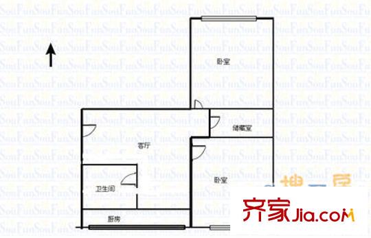 太原日?qǐng)?bào)社宿舍 2室 戶型圖