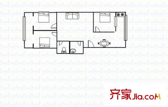 省委組織部宿舍 3室 戶型圖