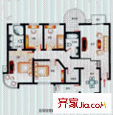 漪汾華苑北區(qū)戶型圖4室2廳2衛(wèi)