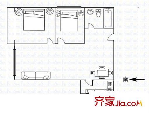 水工大廈 2室 戶型圖