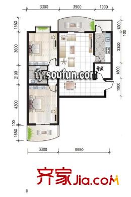 義井佳園琳瓏苑戶型圖D5戶型 2室2廳1衛(wèi)