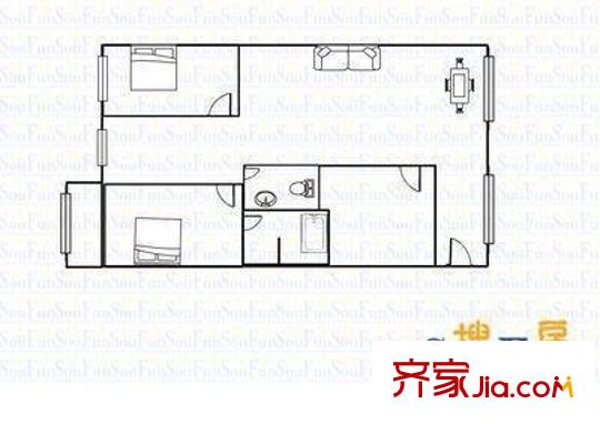 美印宿舍戶型圖8舍 2室21廳1衛(wèi)1廚