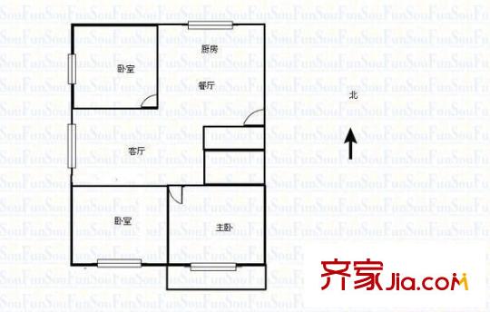漪汾街安裝公司宿舍 3室 戶型圖
