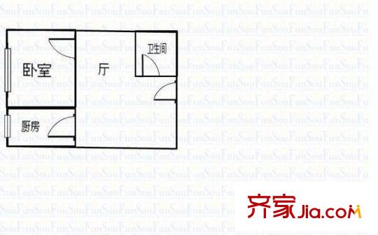 龍頭公寓 1室 戶型圖