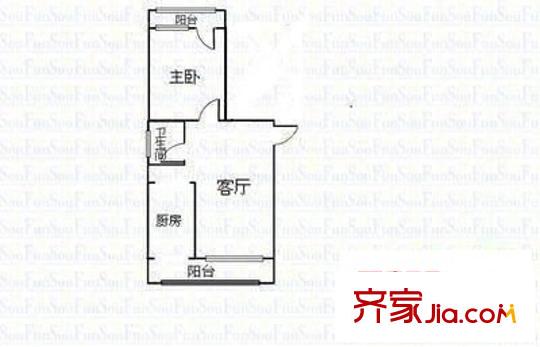龍頭公寓 1室 戶型圖
