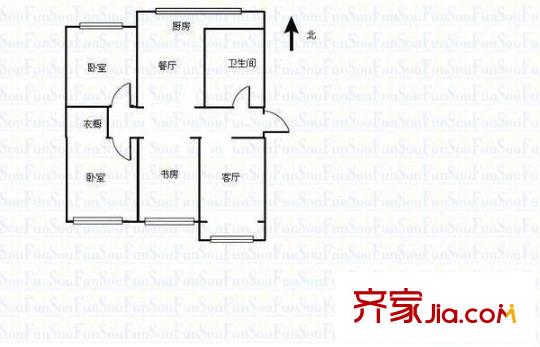 太原師范學(xué)院宿舍 3室 戶型圖