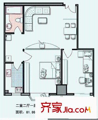 柳南商貿(mào)中心戶型圖2室2廳1衛(wèi)1廚