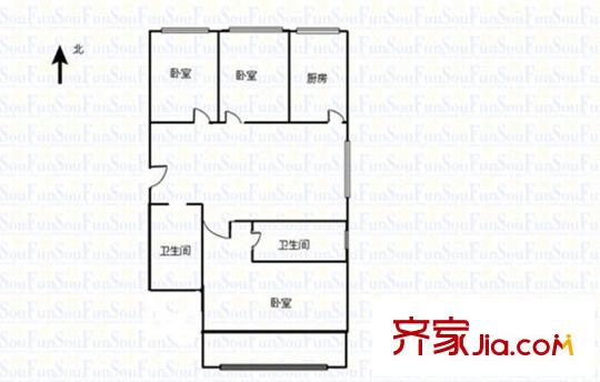 礦機西苑 3室 戶型圖
