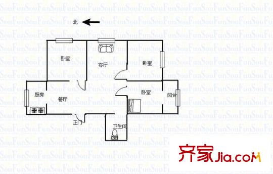 礦機西苑 3室 戶型圖