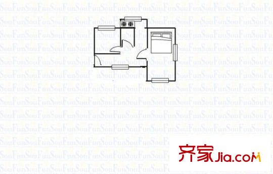 勁松北路外貿宿舍 2室 戶型圖