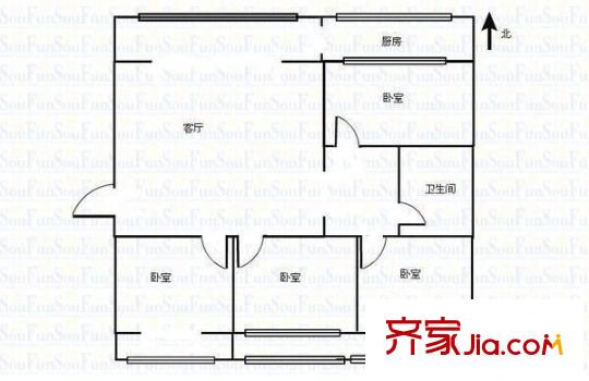 軍轉(zhuǎn)小區(qū) 4室 戶型圖