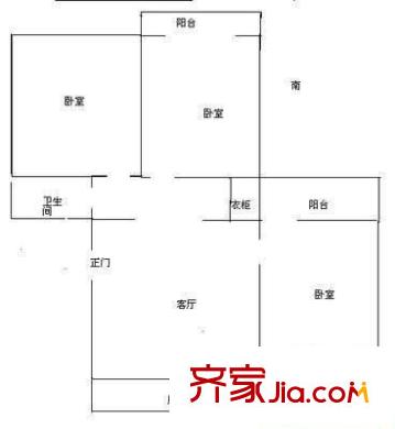 消防隊(duì)宿舍 3室 戶型圖