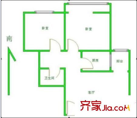 消防隊(duì)宿舍 2室 戶型圖