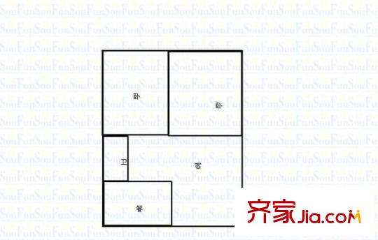 山佑巷房地局宿舍 2室 戶型圖