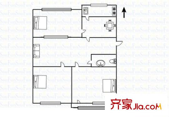 九一小學(xué)宿舍 3室 戶型圖