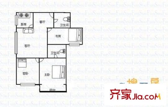 皆利苑 3室 戶型圖