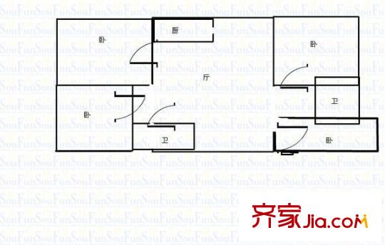 后王南街糧食局宿舍 4室 戶型圖