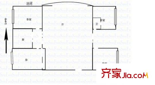 后王南街糧食局宿舍 4室 戶型圖