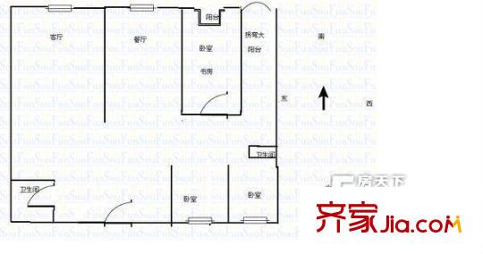 光輝小區(qū)戶型圖1 3室