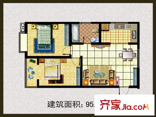 漢唐官邸戶型圖戶型圖-95-2211 2室2廳1衛(wèi)1廚