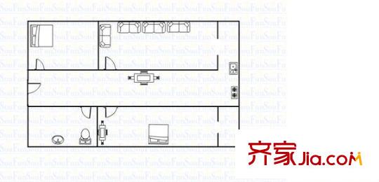 府西街環(huán)保局宿舍 2室 戶型圖