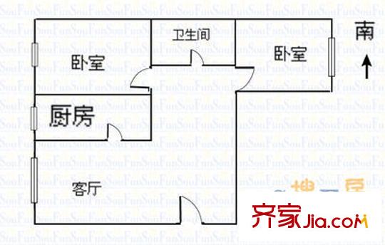 迎澤苑 2室 戶型圖