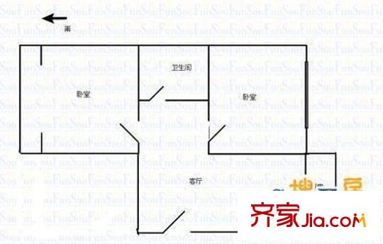 享堂礦機(jī)宿舍 3室 戶型圖
