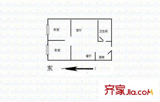 新太原公寓 2室 戶型圖