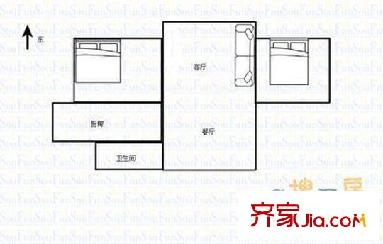 大運(yùn)公司宿舍戶型圖10 2室