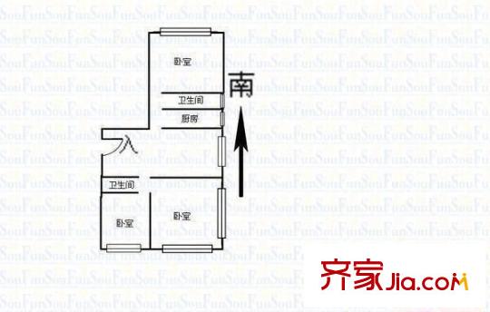 新太原公寓 2室 戶型圖