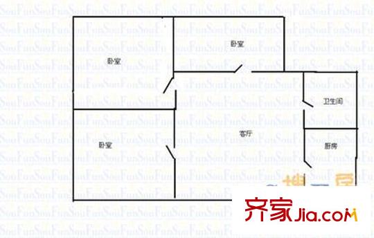 東大盛世華庭 3室 戶型圖