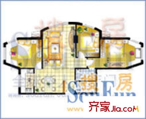 大唐世家100城戶型圖阿波羅 2室