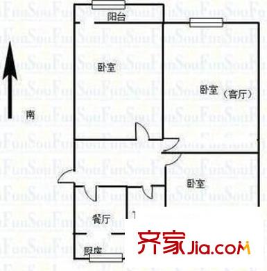 泰山公寓 3室 戶(hù)型圖