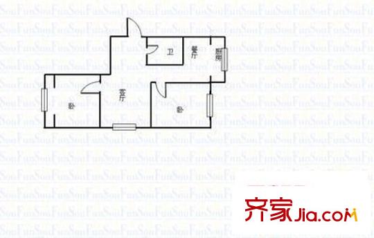 半坡西街法院宿舍 2室 戶型圖