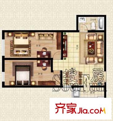 龍海方舟花園戶型圖5#2兩室兩廳一衛(wèi) 2室2廳1衛(wèi)1廚