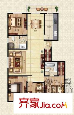 龍海方舟花園戶型圖4#2四室兩廳兩衛(wèi) 4室2廳2衛(wèi)1廚
