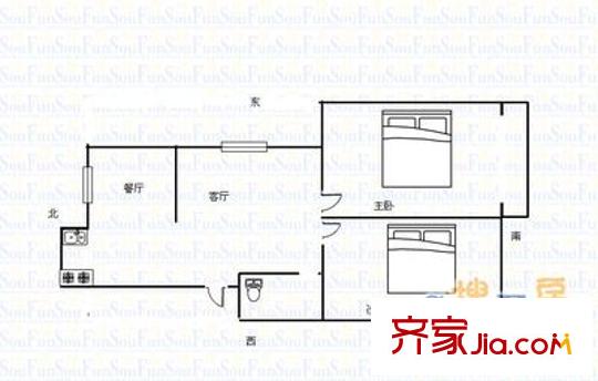 安康小區(qū) 2室 戶型圖