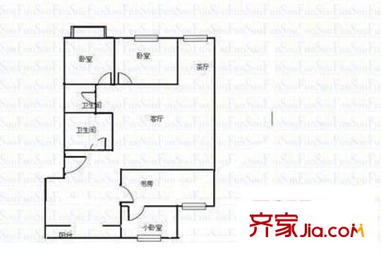 中景花園 3室 戶型圖