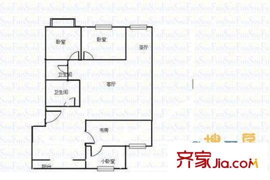中景花園 3室 戶型圖