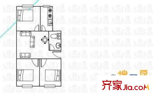 中景花園 3室 戶型圖