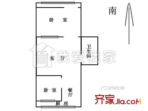 迎澤區(qū)委宿舍戶型圖2.2 2室