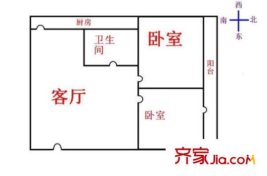 香榭舍公寓 2室 戶(hù)型圖