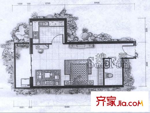 圣湖萬年花城戶型圖戶型5  1室1廳1衛(wèi)1廚