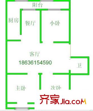 東景花園 3室 戶型圖