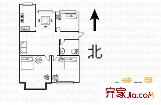 東景花園 3室 戶型圖