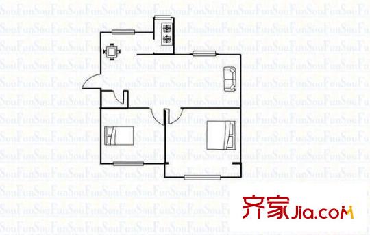 東景花園 2室 戶型圖