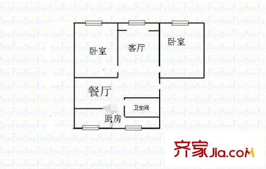 山西大學(xué)宿舍 2室 戶型圖