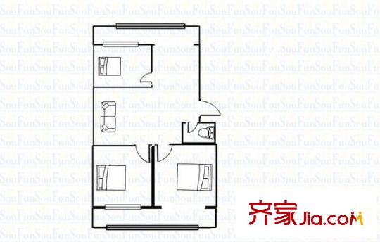 司法廳宿舍 3室 戶型圖