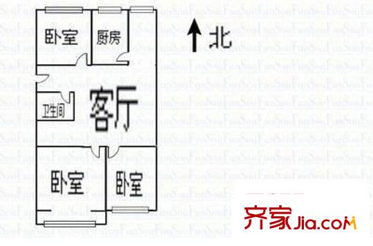 司法廳宿舍 3室 戶型圖